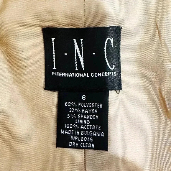 INC Women Long Sleeve Button Down Collared Lined Brown Career Jacket Size 6 - Picture 13 of 13